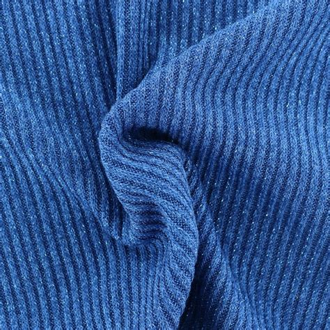 Jersey lurex ribbed knitted fabric - blue