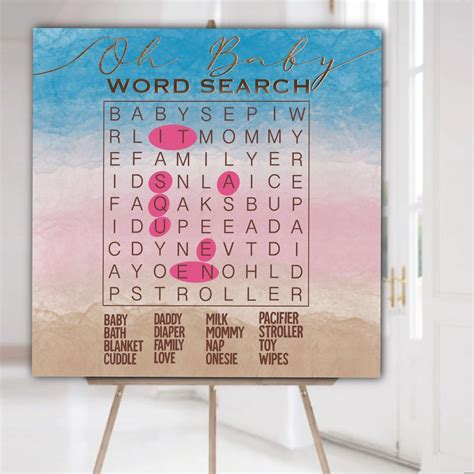 Baby Gender Reveal Word Search Game Neutral Instant Printable Activity ...