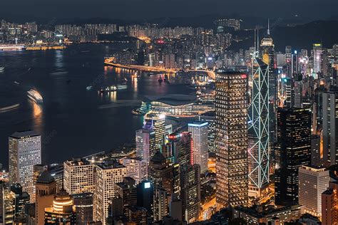 Night View Of Victoria Harbour Hong Kong Background, City, Hong Kong ...