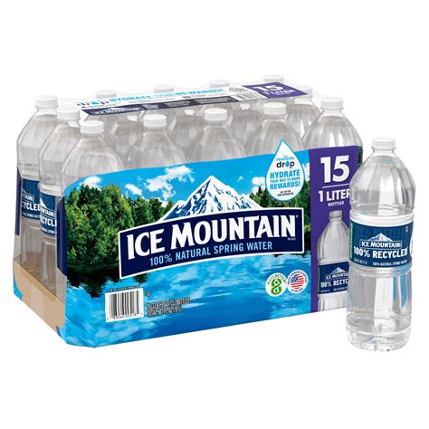 ICE MOUNTAIN 100% Natural Spring Water, 1-Liter Recyclable Plastic ...