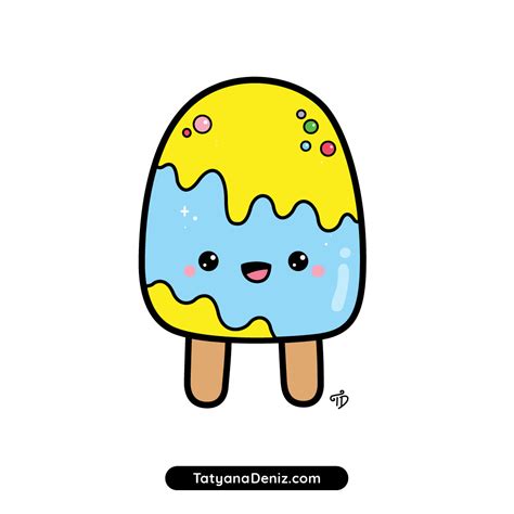 How to Draw Cute Cartoon Popsicle with a Face Step-by-step