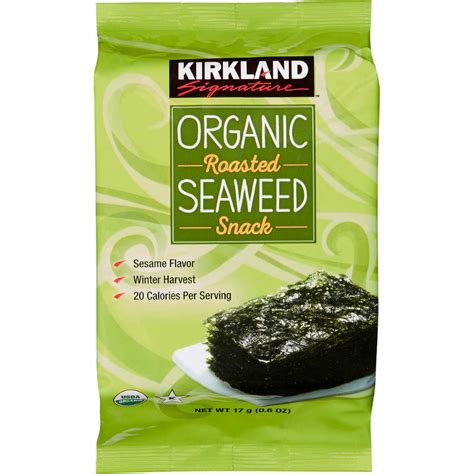 Kirkland Signature Organic Roasted Seaweed Snack, 0.6 oz, 10-count ...