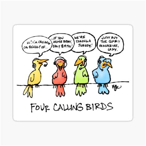 "Four Calling Birds" Sticker for Sale by katkuo | Redbubble