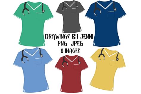 Nurse Scrubs Clipart Set Graphic by DrawingsbyJenni · Creative Fabrica