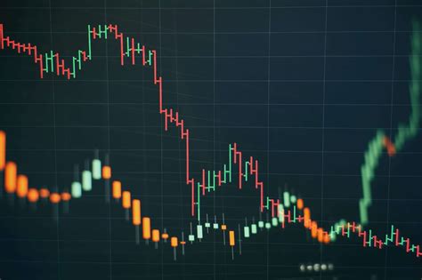 Technical price graph and indicator, red and green candlestick chart on ...