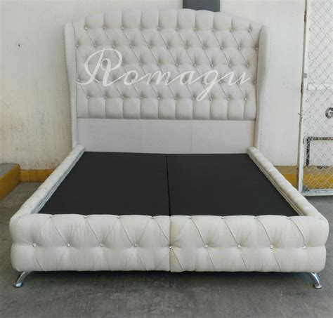 Cama Queen Romanish B/alberca Capitonada Boton Cristal - $ 13,590.00 en ...