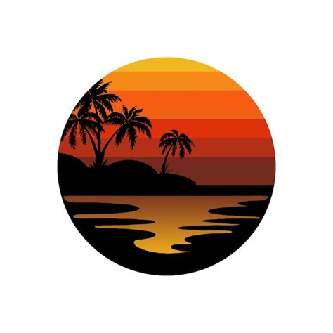 Premium Vector | Sunset beach logo design