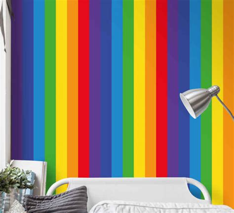 Rainbow stripes striped wallpaper - TenStickers