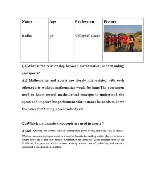 Math in Sports | PDF | Teaching Mathematics | Cognition