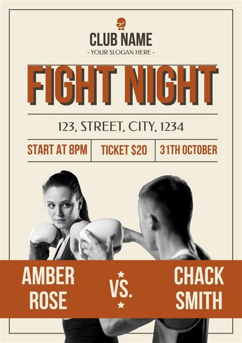 Free Vintage Boxing Fight Night Poster template