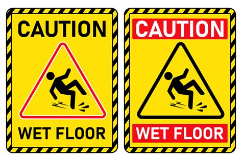 warning caution wet floor slippery after cleaning yellow printable sign ...