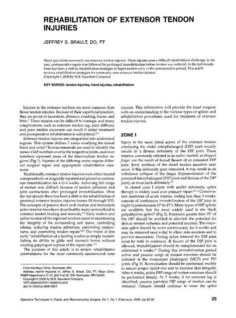 (PDF) Rehabilitation of Extensor Tendon Injuries - DOKUMEN.TIPS