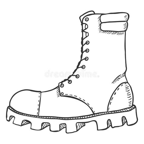 Military Combat Boots Drawing