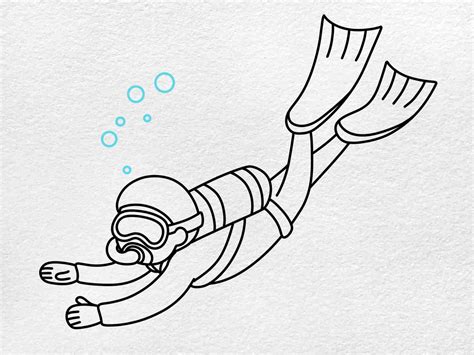 How to Draw a Scuba Diver - HelloArtsy