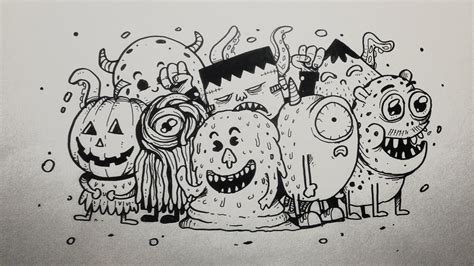 Draw #57 Drawing group doodle monsters - speed drawing doodle art - YouTube