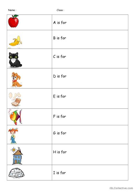 A is for apple vocabulary flashcards…: English ESL worksheets pdf & doc