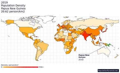 Population Density Papua New Guinea 2019