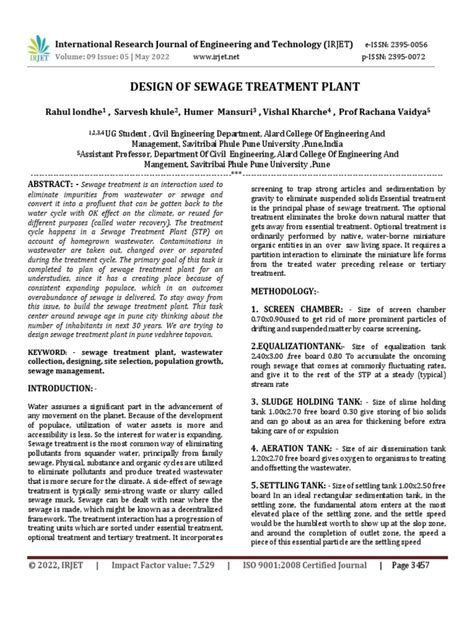 Design of Sewage Treatment Plant | PDF | Sewage Treatment | Chemistry