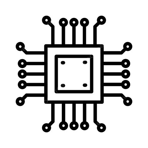 Microchip Line Icon Vector, Microchip, Microprocessor, Computer Chip ...