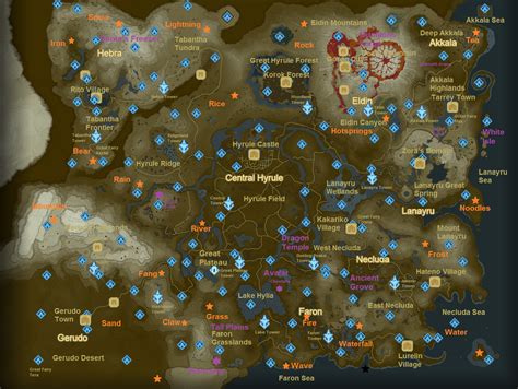 Zelda breath of the wild all shrines location map - bdarobo