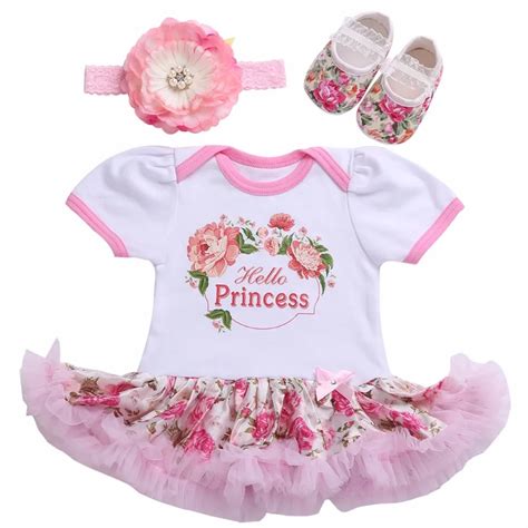 Boutique Newborn Baby Girl Clothes Shoe Headband Set,Toddler Romper and ...