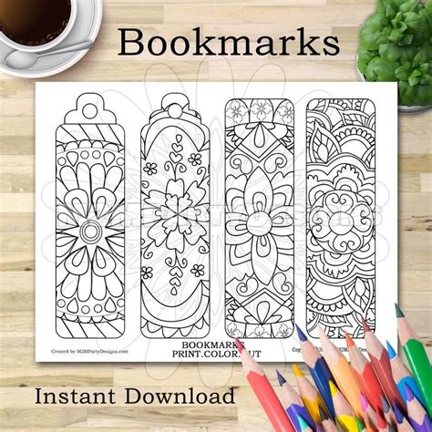 Mandala Bookmark Coloring Bookmarks Bookmark Mandala Coloring - Etsy ...