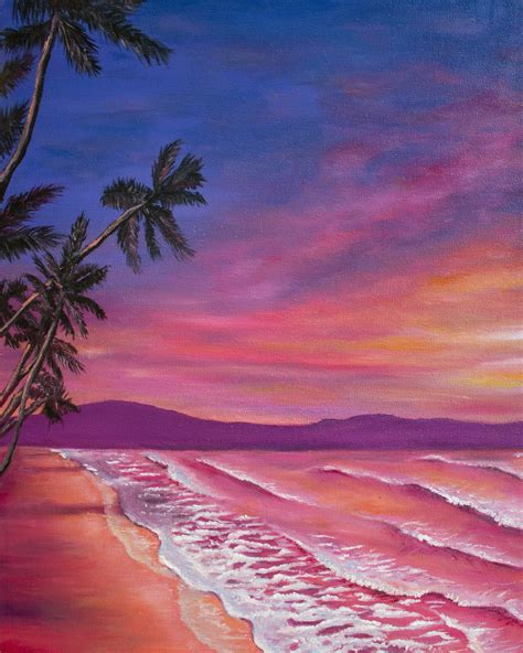 Hawaiian Sunset Print Sunset Painting Ocean Painting | Etsy