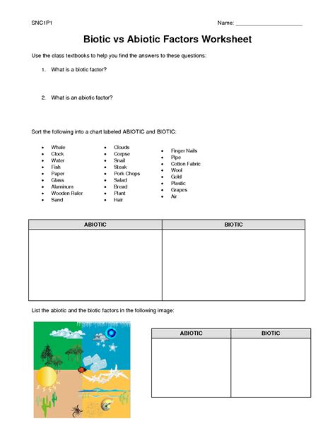 Abiotic Vs Biotic Factors Worksheet Answers - Printable Word Searches