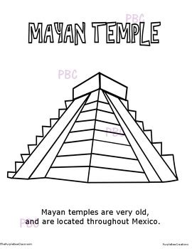 CINCO DE MAYO Mayan Temple Coloring Sheet by The Purple Bee Classroom