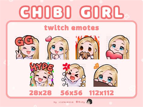 Blonde hair blue eyes chibi girl twitch emotes pack etsy canada – Artofit