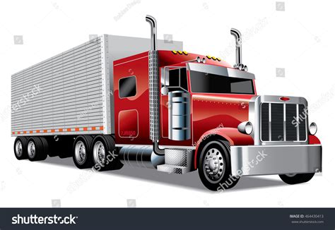 Red Semi Truck Trailer Delivering Goods Stock Vector (Royalty Free ...