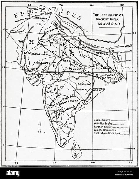 Map of the last phase of Ancient India, 350 - 750 AD Stock Photo - Alamy