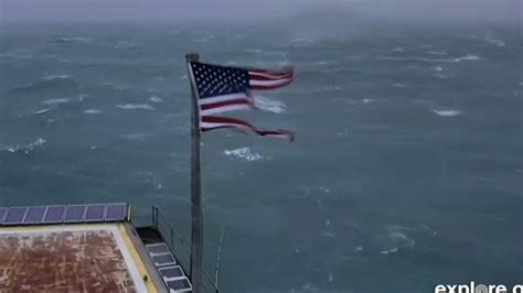 Flag clings to Frying Pan Tower as Hurricane Florence nears landfall