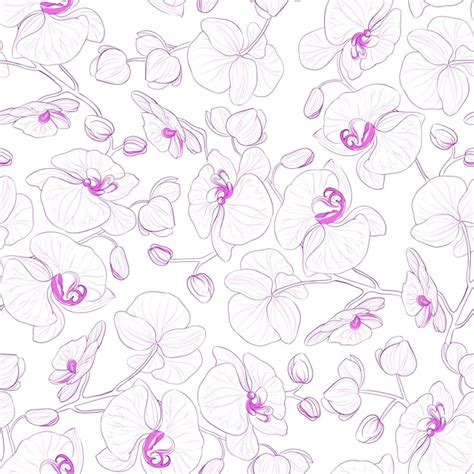 Free Vector | Orchid seamless pattern.