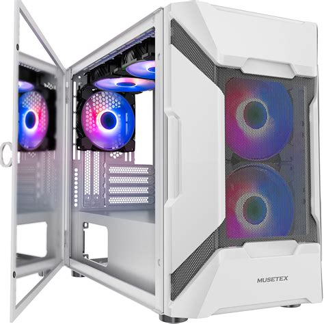 Buy MUSETEX Mesh MATX (Micro-ATX) Mid Tower Case with 5 PCS × ARGB Fans ...