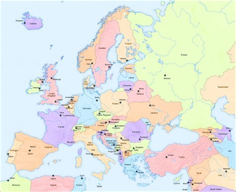 Big Map of Europe and capital cities | Europe map, European map, Map