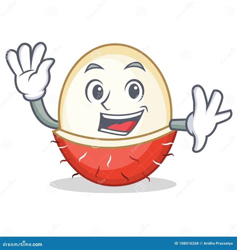 Waving Rambutan Character Cartoon Style Stock Vector - Illustration of ...