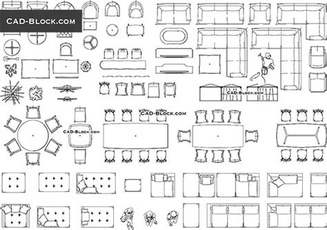 Living room furniture CAD Blocks free