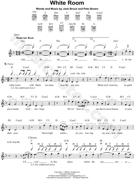 Cream White Room Sheet Music Notes, Chords Download Printable Piano ...