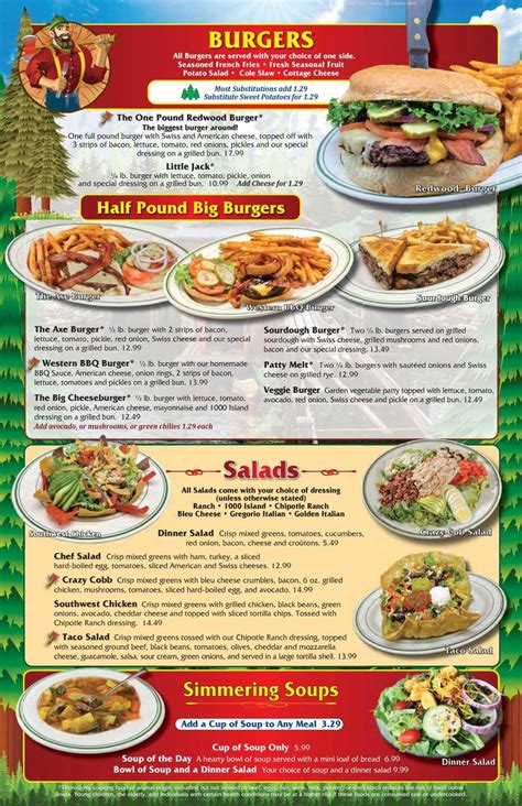 Menu at Lumberjack's Restaurant, Willits