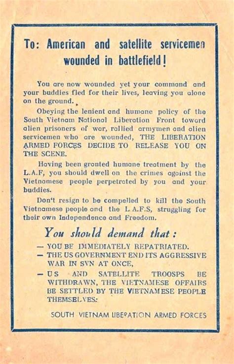 National Liberation Front Anti-American Leaflets Used During the ...