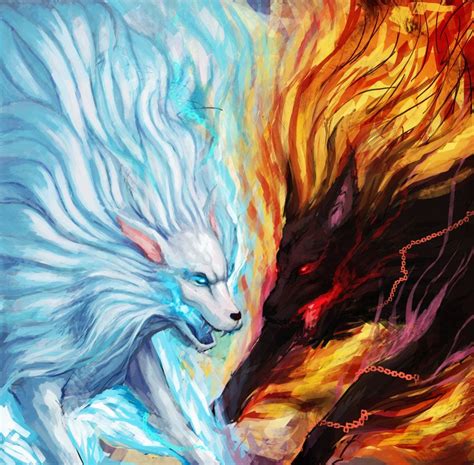 Wolves / these look more like elemental wolves versus each other, but ...