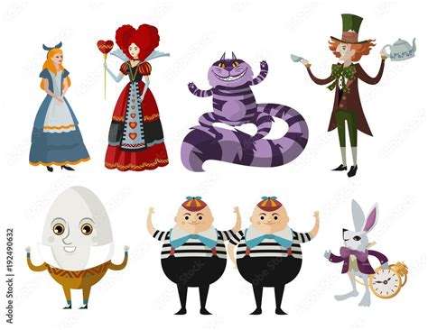 alice in wonderland characters collection Stock Vector | Adobe Stock