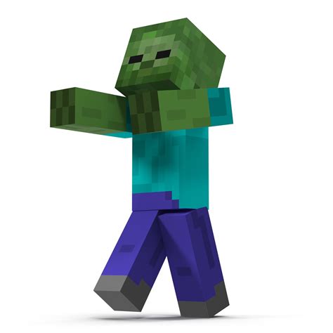 minecraft zombie rigged 3d model