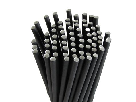 Black Paper Straws » Pack of 250 Biodegradable Single-Use Straws