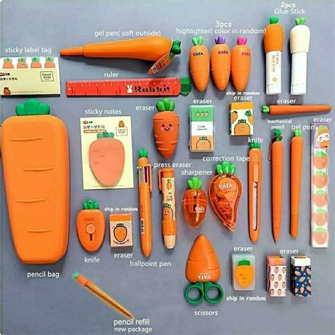 Kawaii carrot bundle🥕Check out at our shop🧡 | Kawaii school supplies ...