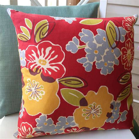 Decorative Pillow Red Yellow Blue Modern Floral 12 x 16 - Throw Pillow ...