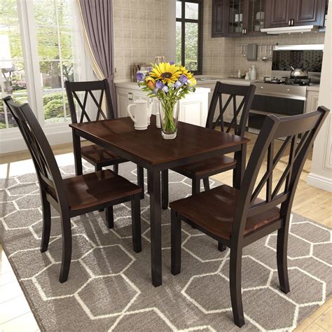 5 Piece Dining Table Set, Modern Kitchen Table Sets with Dining Chairs ...