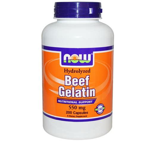 Beef Gelatin 550mg 200 Capsules - Now Foods - Online Supplement Store ...