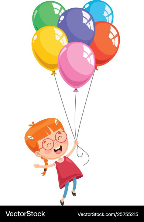 Kids flying with balloons Royalty Free Vector Image